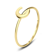 Gold Plated Crescent Moon Silver Ring NSR-2578-GP